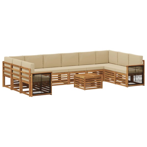 vidaXL Ensemble de canapés d'extérieur avec coussin 8 Pièces Naturel