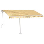 vidaXL Auvent automatique capteur de vent/LED 400x350cm Jaune et blanc