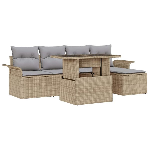 vidaXL Ensemble de canapé de jardin 6 pc Beige polyrotin