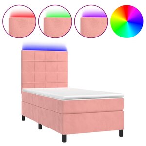 vidaXL Sommier à lattes de lit avec matelas LED Rose 80x200 cm Velours