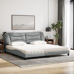 vidaXL Lit avec matelas Hvar gris clair 200x200 cm tissu