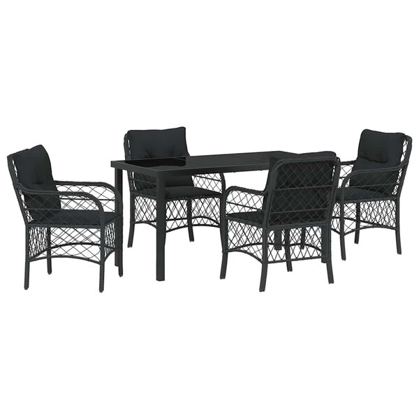 vidaXL Ensemble de salle à manger pour jardin 5 Pièces Noir polyrotin