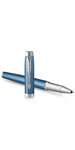 Parker im premium stylo roller  bleu gris  recharge noire pointe fine  coffret cadeau