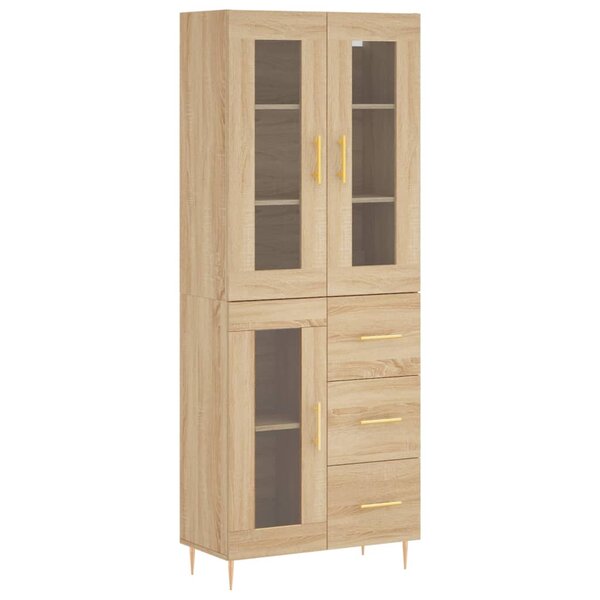 vidaXL Buffet haut Chêne sonoma 69 5x34x180 cm Bois d'ingénierie