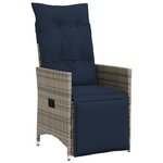 vidaXL Chaise de jardin inclinable avec coussins en résine tressée grise