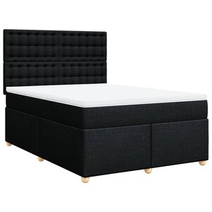 vidaXL Sommier à lattes de lit avec matelas Noir 140x190 cm Tissu