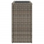 vidaXL Table d'appoint de jardin avec dessus en verre gris rotin