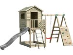 Maisonnette "paul" avec toboggan et mur d'escalade - 497 x 260 x 275 cm