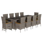 vidaXL Ensemble à manger de jardin 11Pièces avec coussins gris poly rotin
