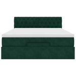 vidaXL Cadre de lit ottoman avec matelas vert foncé 140x200 cm velours