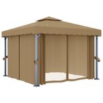 vidaXL Tonnelle avec rideau 3x3 m Taupe Aluminium