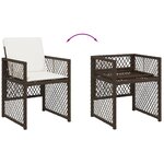 vidaXL Ensemble à manger de jardin avec coussins 15 Pièces marron rotin