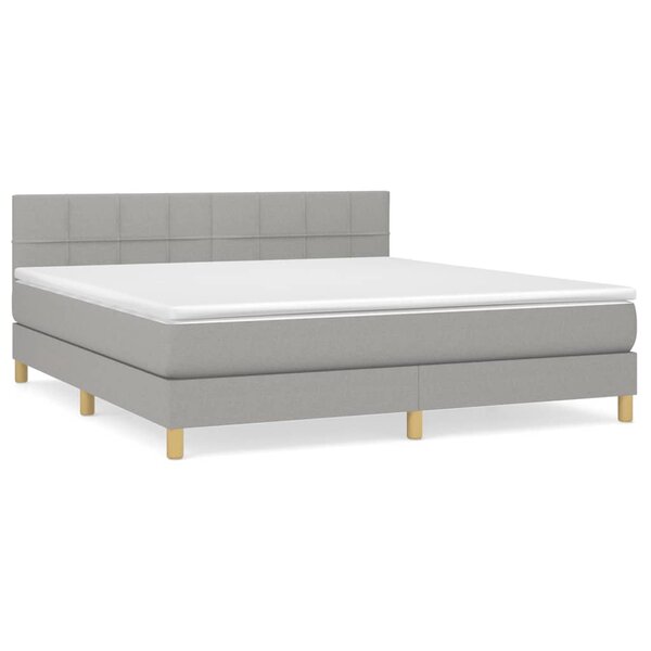 vidaXL Sommier à lattes de lit avec matelas Gris clair 180x200cm Tissu