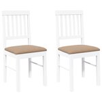 vidaXL Chaises à manger coussins 2 Pièces blanc bois massif caoutchouc