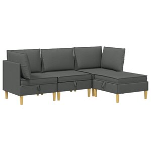 vidaXL Canapé modulaire avec rangement 4 Pièces Gris foncé Tissu