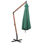 vidaXL Parasol suspendu avec poteau en bois 350 cm vert