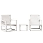 vidaXL Salon de jardin 3 Pièces blanc bois massif de pin