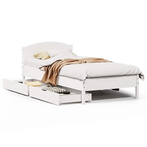 vidaXL Cadre de lit sans matelas blanc 75x190 cm bois de pin massif