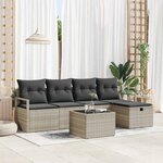 vidaXL Ensemble de canapé de jardin 6 Pièces Gris clair Poly rotin