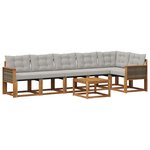 vidaXL Ensemble de canapés d'extérieur 7 pc Naturel et gris clair