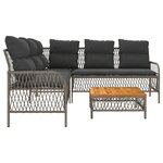 vidaXL Salon de jardin 2 Pièces avec coussins Gris Résine tressée