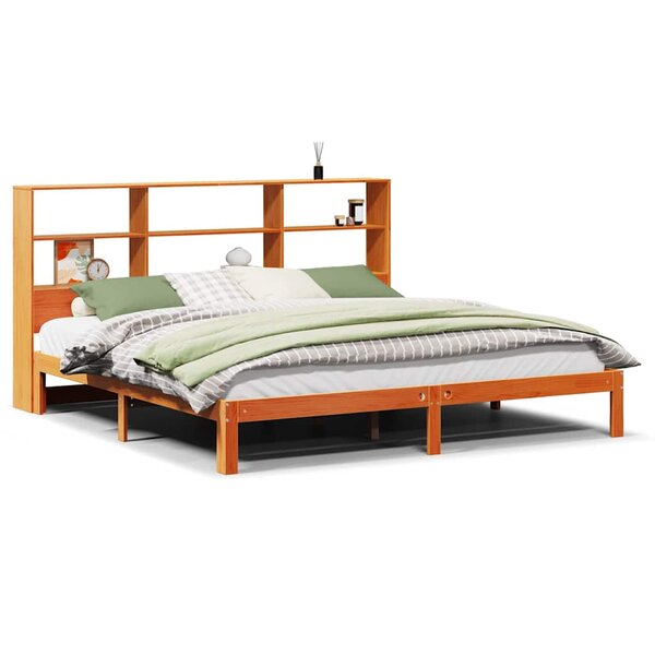vidaXL Lit bibliothèque sans matelas cire marron 180x200 cm pin massif