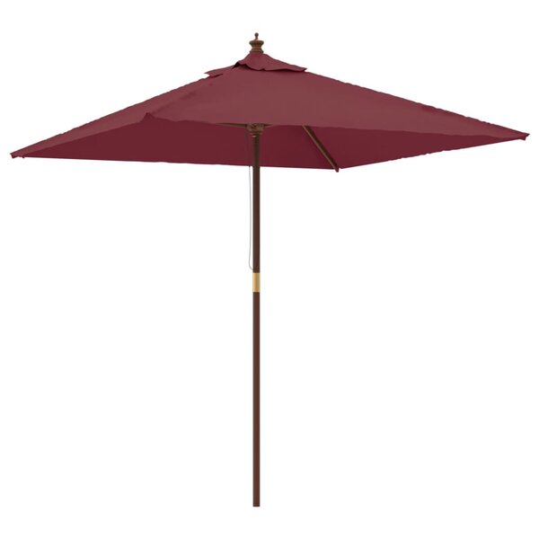 vidaXL Parasol de jardin avec mât en bois rouge bordeaux 198x198x231cm