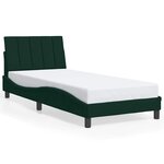vidaXL Cadre de lit avec LED sans matelas Hanko vert foncé 90x200 cm velours