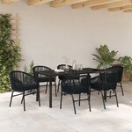 vidaXL Ensemble de salle à manger pour jardin 7 Pièces Noir Poly rotin