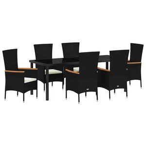 vidaXL Ensemble de salle à manger pour jardin 7 Pièces Noir Poly rotin