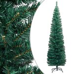 vidaXL Sapin de Noël artificiel mince pré-éclairé/support vert 180 cm