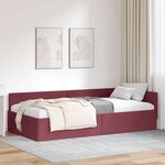 vidaXL Cadre de lit d'angle Rouge bordeaux 90 x 190 cm