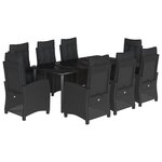 vidaXL Ensemble à manger de jardin 9Pièces coussins noir résine tressée