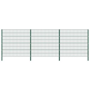 vidaXL Panneau de clôture avec poteaux Fer 5 1 x 1 6 m Vert