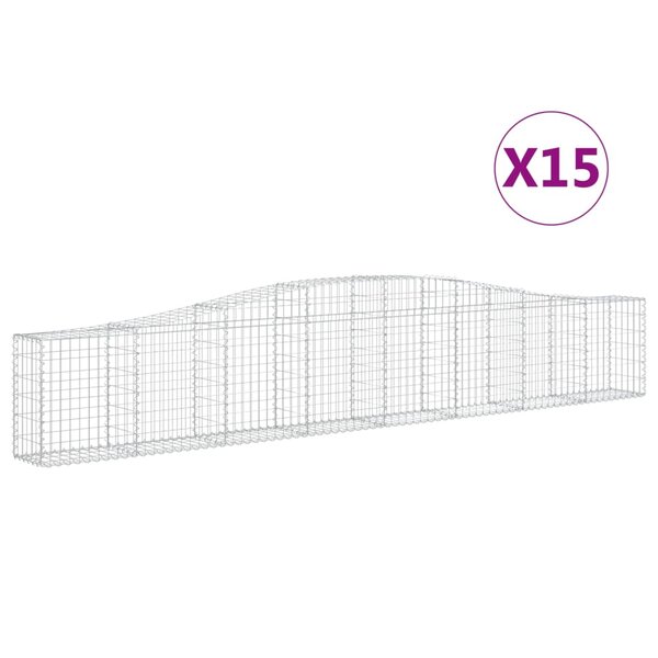 vidaXL Paniers à gabions arqués 15 Pièces 400x30x60/80 cm Fer galvanisé