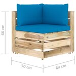 vidaXL Canapé de jardin 4 places avec coussins bois imprégné de vert