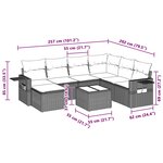 vidaXL Salon de jardin 8 Pièces avec coussins gris clair résine tressée