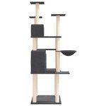 vidaXL Arbre à chat avec griffoirs en sisal Gris foncé 166 cm