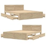 vidaXL Cadre de lit 2 Pièces Sonoma 137 x 188 cm Bois d'ingénierie