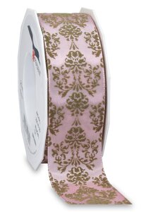 Ruban ornamenté laitonné brixen 20-m-rouleau 40 mm rosé/taupe