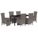 vidaXL Ensemble de salle à manger pour jardin 7 Pièces Gris Poly rotin