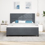 vidaXL Lit à ressorts avec matelas Gris foncé 180x200 cm Velours