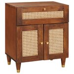 vidaXL Tables de chevet Marron Rotin et bois de mango massif