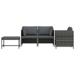 vidaXL Salon de jardin 4 Pièces avec coussins Résine tressée Gris