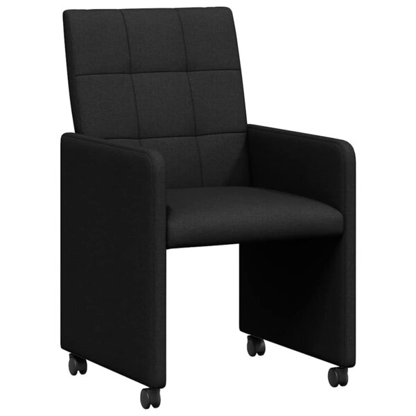vidaXL Chaises de Salle à Manger avec Roues 2 pc tissu Noir