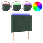 vidaXL Tête de lit à LED Vert foncé 83x16x118/128 cm Velours