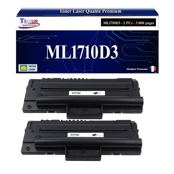 T3AZUR - 2x Toners  compatibles avec Samsung ML-1710D3 pour Samsung SCX-4016 SCX-4100 SCX-4116 SCX-4216 SCX-4216F SF-560 SF-565 SF-565P SF-750 SF-754P SF-755P