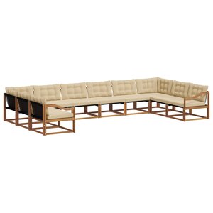 vidaXL Ensemble de canapés d'extérieur 10 pc Naturel et Beige