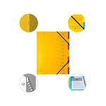 Trieur Agrafé Avec Élastiques 12 Compartiments - Jaune - X 8 - Exacompta