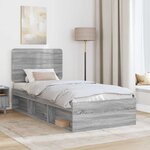 vidaXL Cadre de lit Gris Sonoma 90 x 190 cm Pin massif